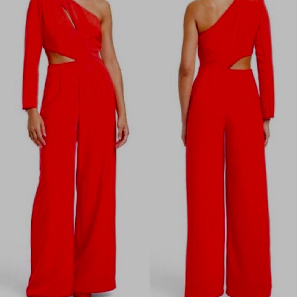 NWT Sergio Hudson x Target Red One Shoulder Jumpsuit Cut-Out Small